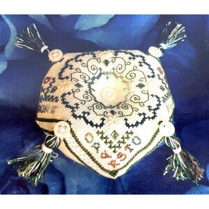 Marys Pin Pillow Indigo Rose Cross Stitch Pattern By Catherine Strickler